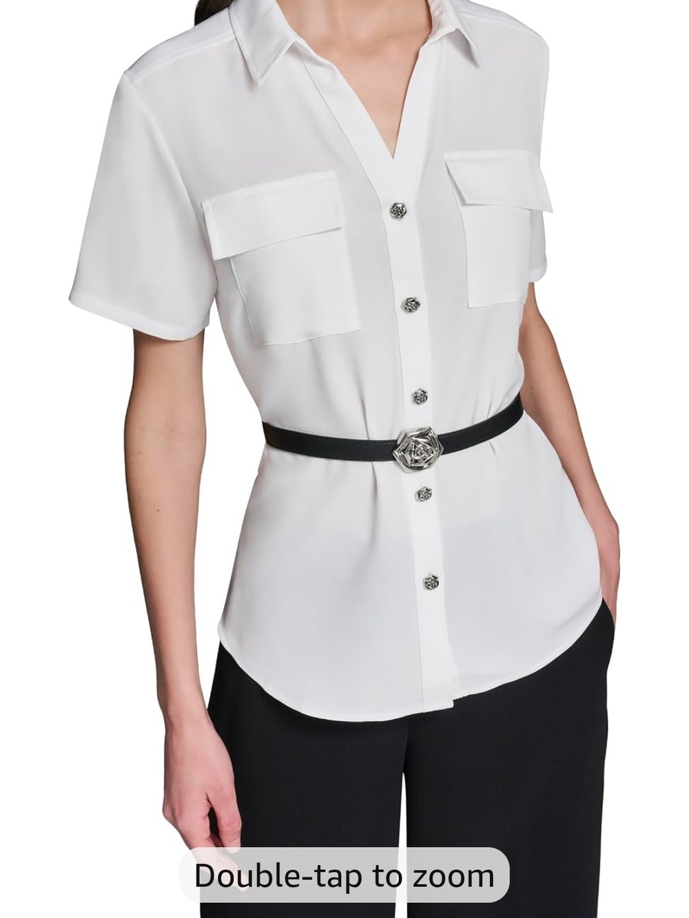 Karl Lagerfeld White Short-Sleeve Button Front Shirt